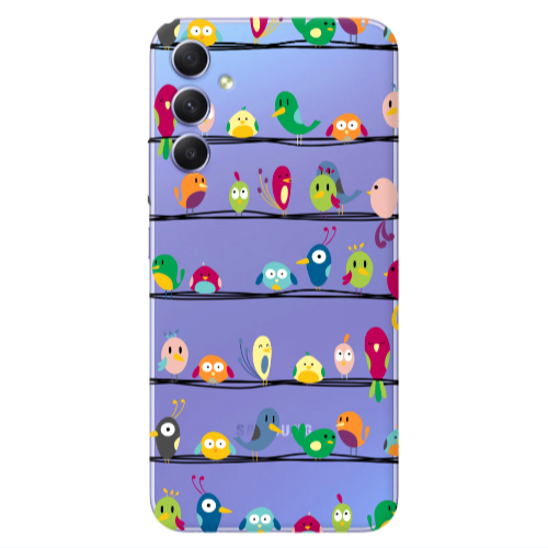 Samsung A34 birds Transparent Silicone TPU Θήκη