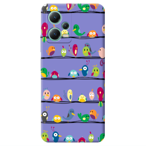 Xiaomi Redmi Note 12 Pro 5G birds Purple Colored Silicone TPU Θήκη