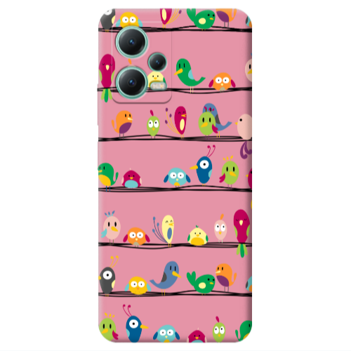 Xiaomi Redmi Note 12 Pro 5G birds Pink Colored Silicone TPU Θήκη