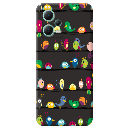 Xiaomi Redmi Note 12 Pro 5G birds Black Colored Silicone TPU Θήκη