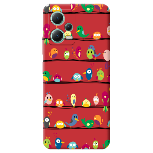 Xiaomi Redmi Note 12 Pro 5G birds Red Colored Silicone TPU Θήκη