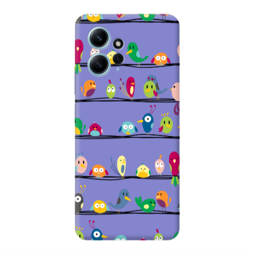 Xiaomi Redmi Note 12 4G birds Purple Colored Silicone TPU Θήκη