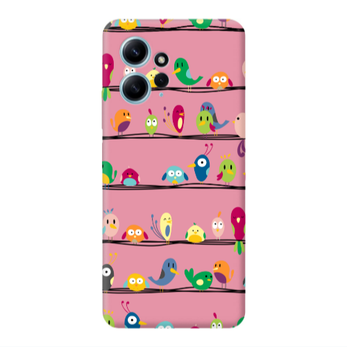 Xiaomi Redmi Note 12 4G birds Pink Colored Silicone TPU Θήκη