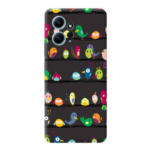 Xiaomi Redmi Note 12 4G birds Black Colored Silicone TPU Θήκη