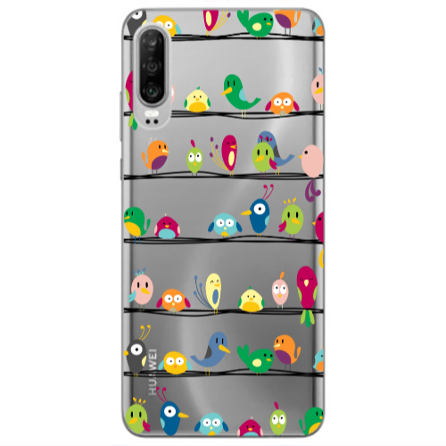 Huawei P30 birds Transparent Silicone TPU Θήκη
