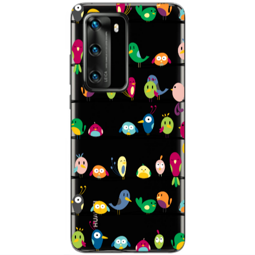 Huawei P40 birds Transparent Silicone TPU Θήκη