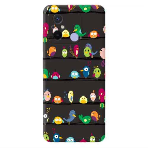 Xiaomi Redmi 12C birds Black Colored Silicone TPU Θήκη