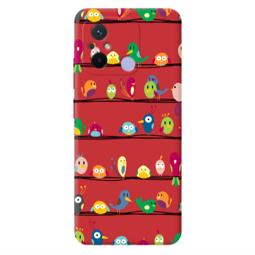 Xiaomi Redmi 12C birds Red Colored Silicone TPU Θήκη