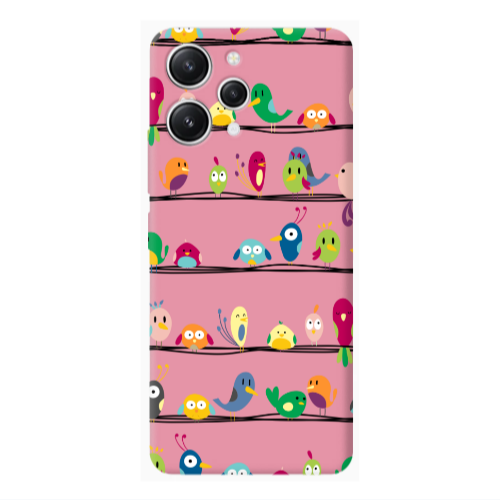 Xiaomi Redmi 12 birds Pink Colored Silicone TPU Θήκη