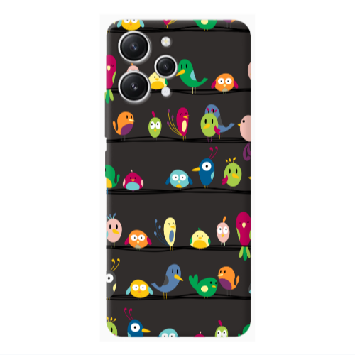 Xiaomi Redmi 12 birds Black Colored Silicone TPU Θήκη