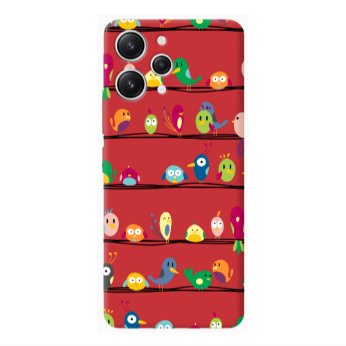 Xiaomi Redmi 12 birds Red Colored Silicone TPU Θήκη
