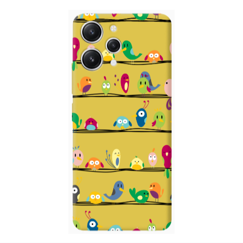 Xiaomi Redmi 12 birds Yellow Colored Silicone TPU Θήκη