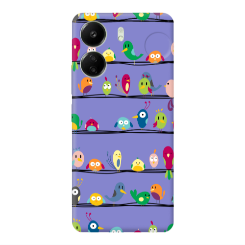 Xiaomi Redmi 13C birds Purple Colored Silicone TPU Θήκη