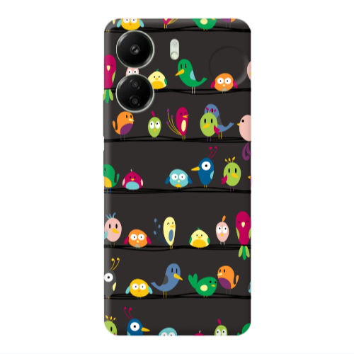 Xiaomi Redmi 13C birds Black Colored Silicone TPU Θήκη