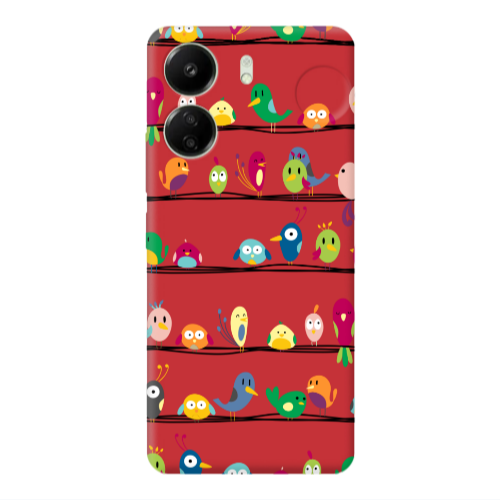 Xiaomi Redmi 13C birds Red Colored Silicone TPU Θήκη