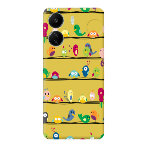 Xiaomi Redmi 13C birds Yellow Colored Silicone TPU Θήκη
