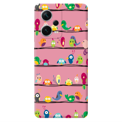 Xiaomi Poco X5 birds Pink Colored Silicone TPU Θήκη