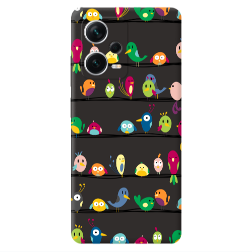 Xiaomi Poco X5 birds Black Colored Silicone TPU Θήκη
