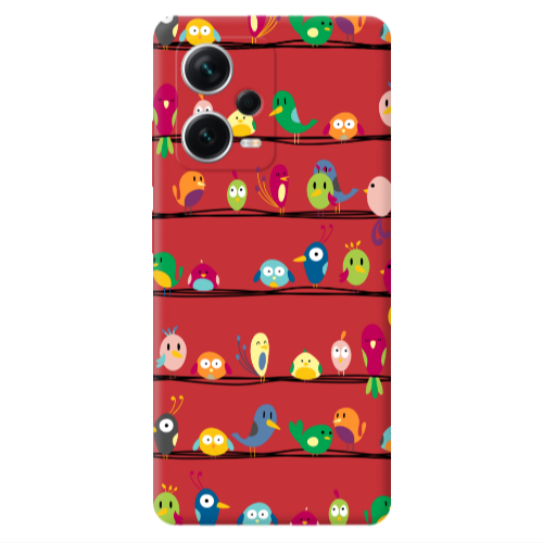 Xiaomi Poco X5 birds Red Colored Silicone TPU Θήκη