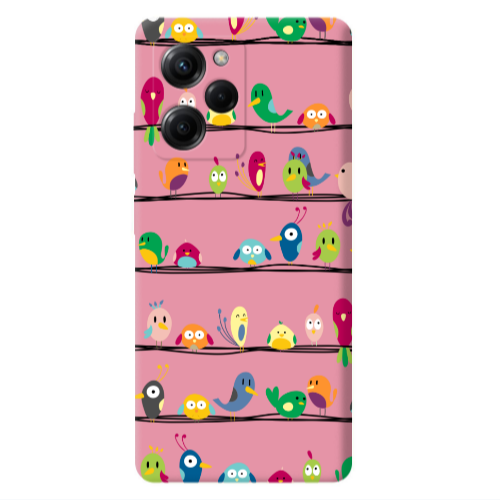 Xiaomi Poco X5 Pro birds Pink Colored Silicone TPU Θήκη