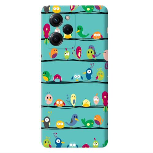 Xiaomi Poco X5 Pro birds Turquoise Colored Silicone TPU Θήκη