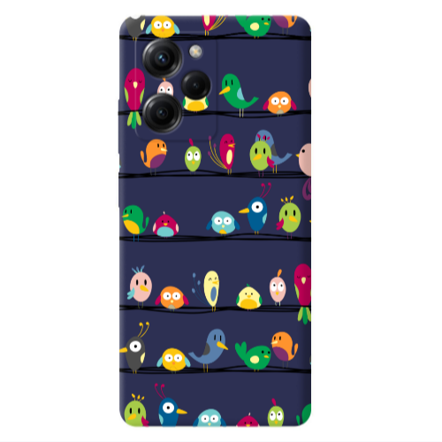 Xiaomi Poco X5 Pro birds Dark blue Colored Silicone TPU Θήκη