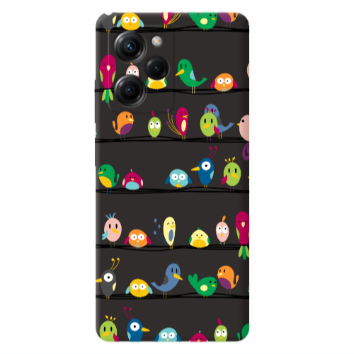 Xiaomi Poco X5 Pro birds Black Colored Silicone TPU Θήκη