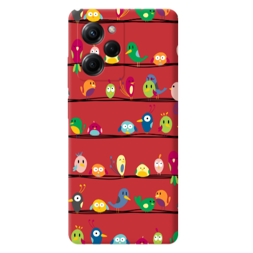 Xiaomi Poco X5 Pro birds Red Colored Silicone TPU Θήκη