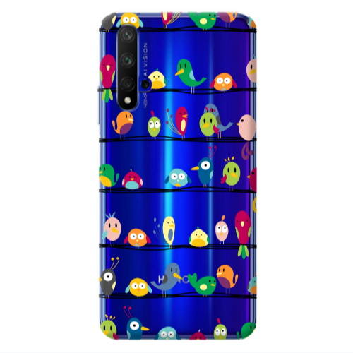 Huawei Nova 5 T birds Transparent Silicone TPU Θήκη