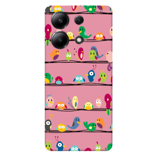 Xiaomi Redmi Note 13 4G birds Pink Colored Silicone TPU Θήκη