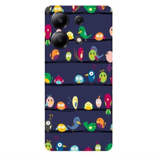 Xiaomi Redmi Note 13 4G birds Dark blue Colored Silicone TPU Θήκη