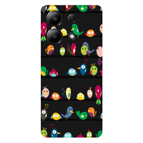 Xiaomi Redmi Note 13 4G birds Black Colored Silicone TPU Θήκη