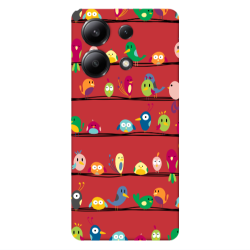 Xiaomi Redmi Note 13 4G birds Red Colored Silicone TPU Θήκη