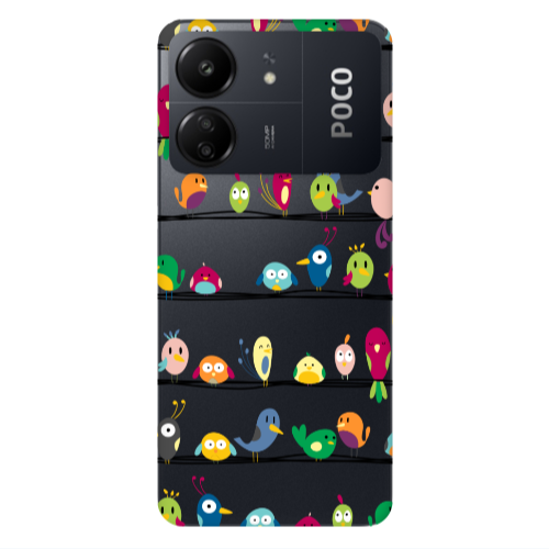 Xiaomi Poco C65 birds Transparent Silicone TPU Θήκη