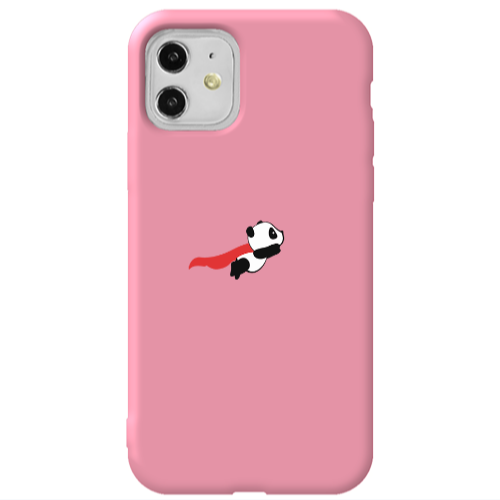 Apple iPhone 11  kite flying panda Pink Colored Silicone TPU Θήκη