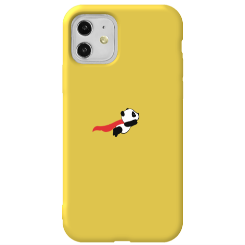 Apple iPhone 11  kite flying panda Yellow Colored Silicone TPU Θήκη