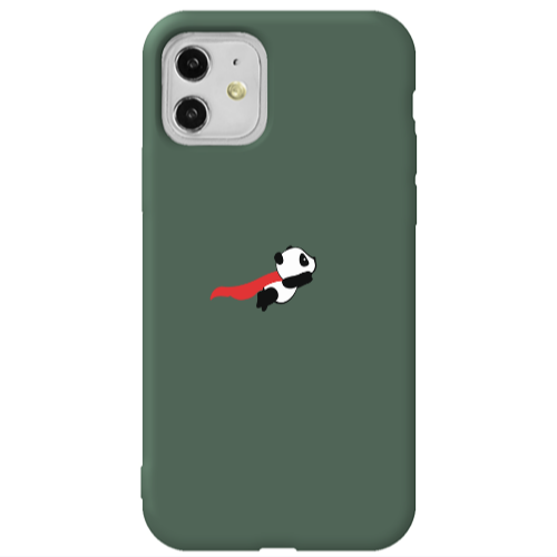 Apple iPhone 11  kite flying panda Dark Green Colored Silicone TPU Θήκη