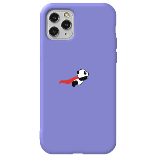 Apple iPhone 11 Pro kite flying panda Purple Colored Silicone TPU Θήκη