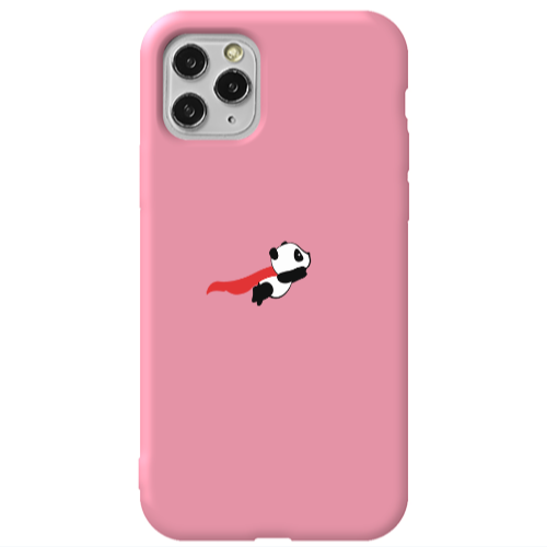 Apple iPhone 11 Pro kite flying panda Pink Colored Silicone TPU Θήκη