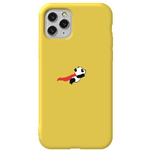 Apple iPhone 11 Pro kite flying panda Yellow Colored Silicone TPU Θήκη