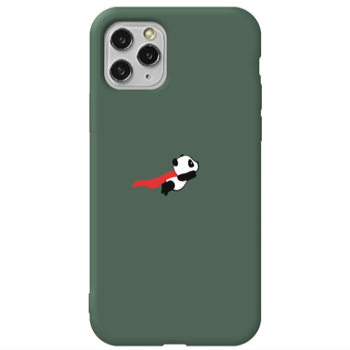 Apple iPhone 11 Pro kite flying panda Dark Green Colored Silicone TPU Θήκη