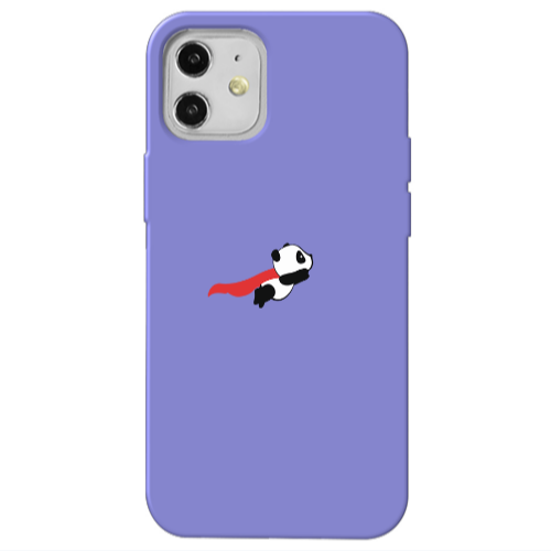 Apple iPhone 12 kite flying panda Purple Colored Silicone TPU Θήκη