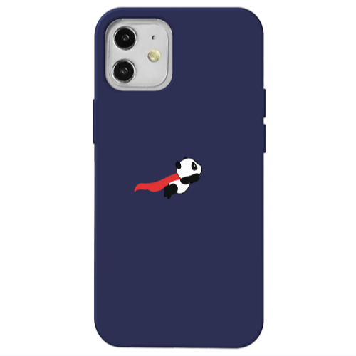 Apple iPhone 12 kite flying panda Dark blue Colored Silicone TPU Θήκη