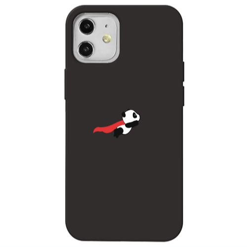 Apple iPhone 12 kite flying panda Black Colored Silicone TPU Θήκη