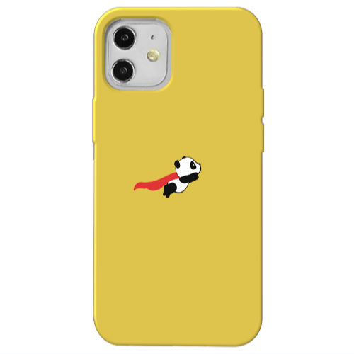 Apple iPhone 12 kite flying panda Yellow Colored Silicone TPU Θήκη
