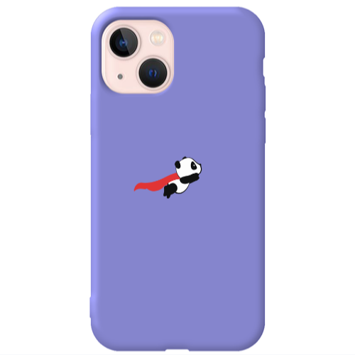 Apple iPhone 13 kite flying panda Purple Colored Silicone TPU Θήκη