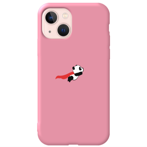 Apple iPhone 13 kite flying panda Pink Colored Silicone TPU Θήκη