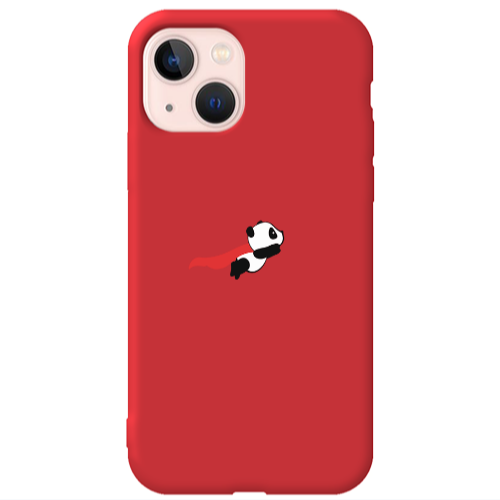 Apple iPhone 13 kite flying panda Red Colored Silicone TPU Θήκη