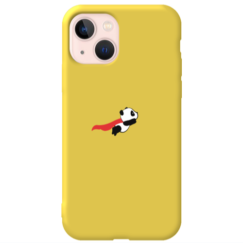 Apple iPhone 13 kite flying panda Yellow Colored Silicone TPU Θήκη