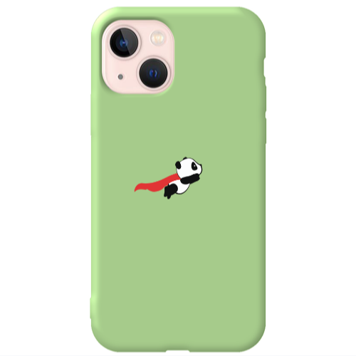 Apple iPhone 13 kite flying panda Light Green Colored Silicone TPU Θήκη
